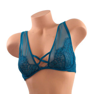 VERY SEXY Unlined Plunge CAGE Bra Blue Size 32 DD